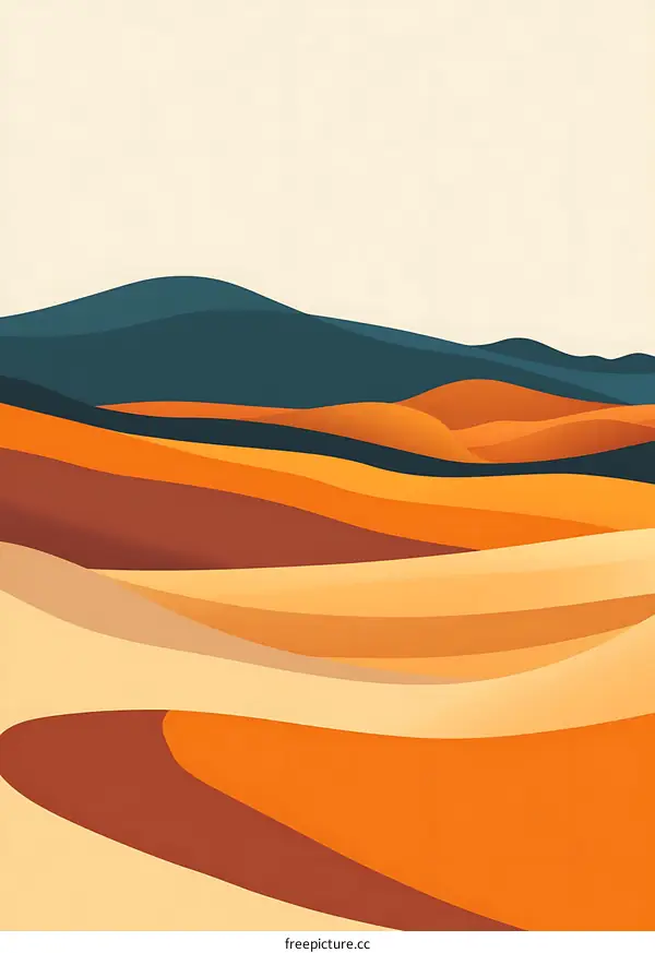 Abstract Desert Landscape with Hills