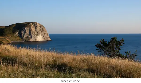 Coastal Landscape with Rocky Cliff and Ocean