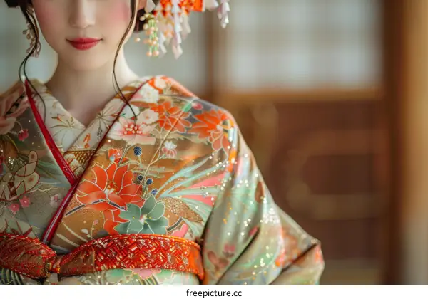 Geisha in Traditional Japanese Kimono