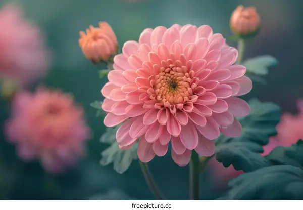 Pink Dahlia Flower Close-up with Blurred Background
