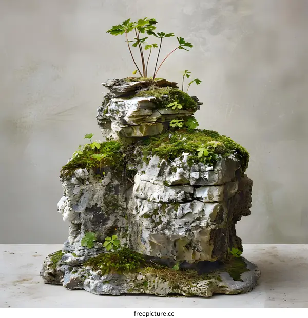 Stone and Moss Bonsai Tree
