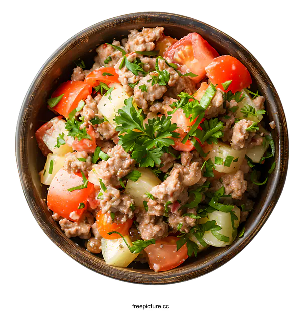 [Transparent Background PNG]minced meat and vegetable salad