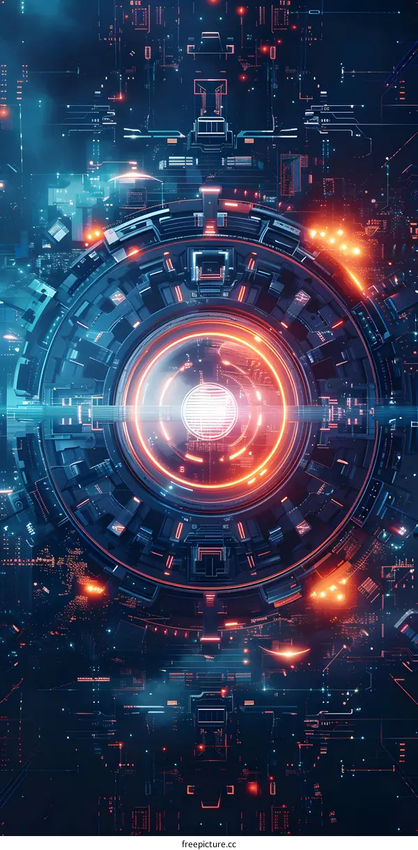 Abstract Futuristic Technology Interface With Glowing Lights