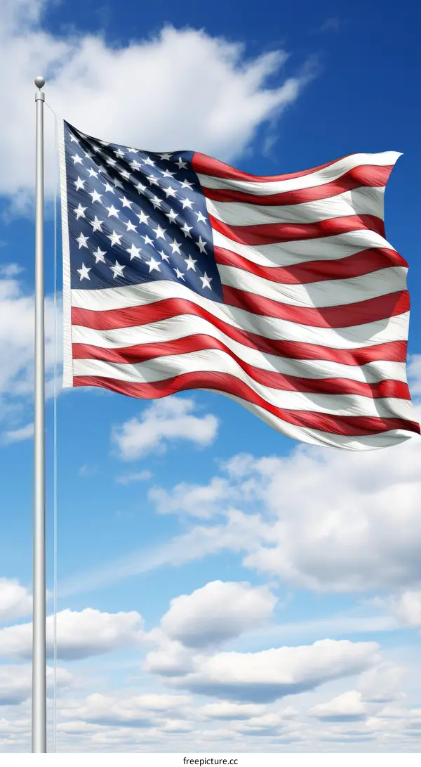 American Flag Waving in the Wind