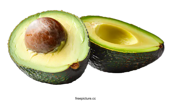 [Transparent Background PNG]Ripe Avocado Halves Isolated on White Background