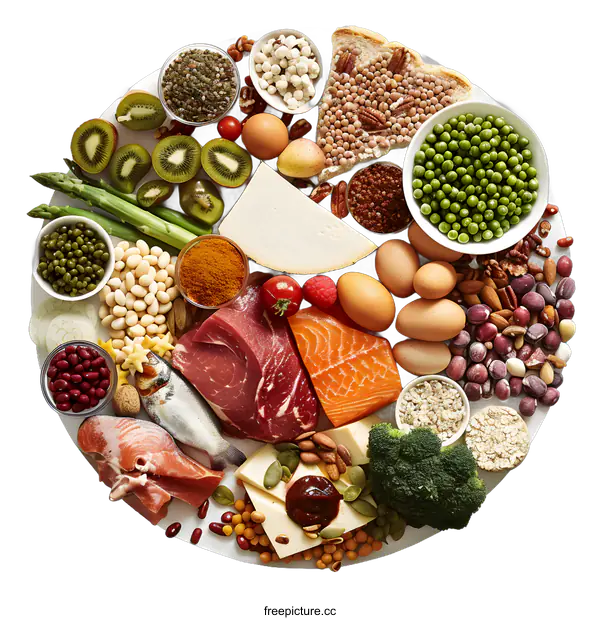 [Transparent Background PNG]Healthy Food Collage with Different Types of Food