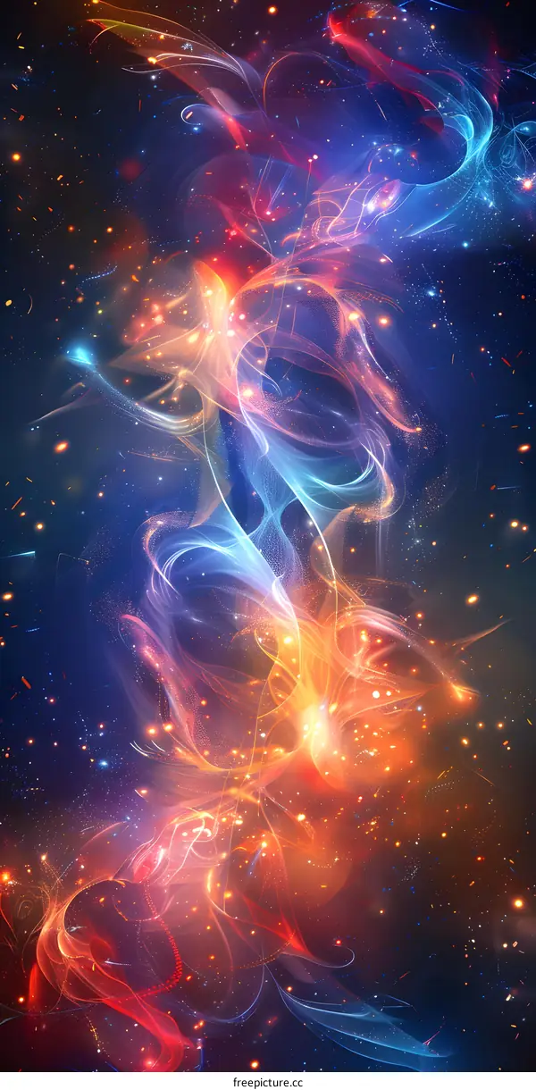 Cool red and blue flames dancing in space