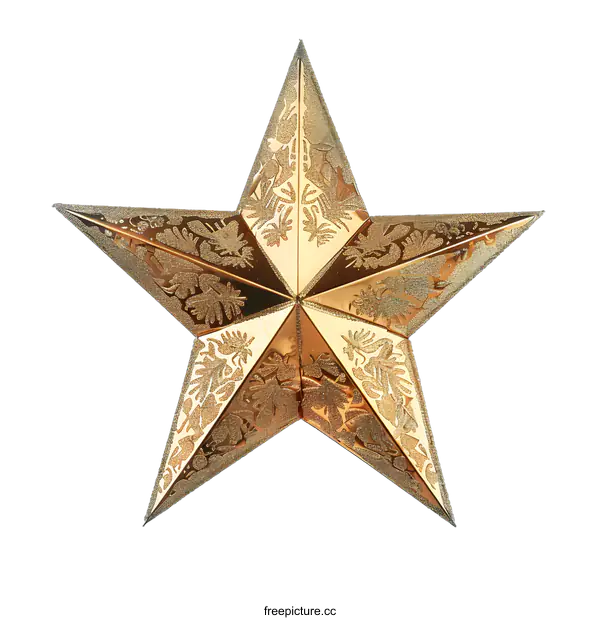 [Transparent Background PNG]Gold Glitter Christmas Star Ornament