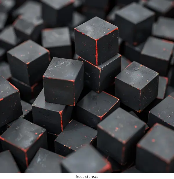 Black cubes with red edges