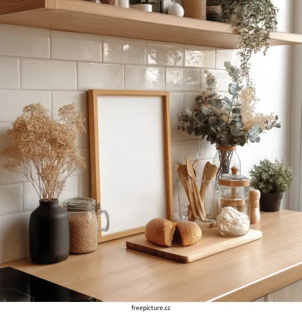 Modern Kitchen Decor with Fresh Baked Bread