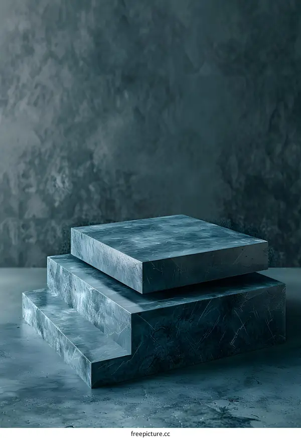 Abstract Dark Green Stone Steps Background