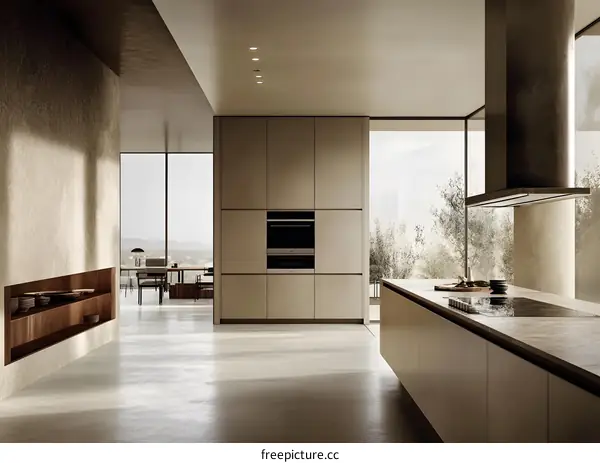 Modern Kitchen Design With Brown Cabinetry And Stainless Steel Appliances