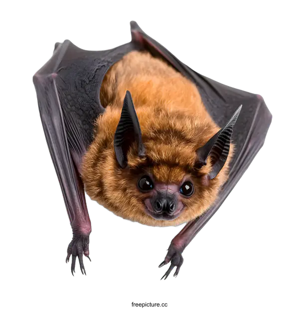 [Transparent Background PNG]Close up of a Brown Bat with Furry Body and Large Ears