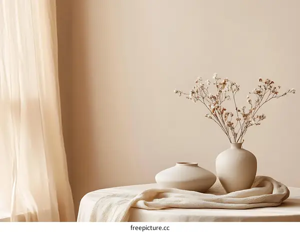 Minimalist Home Decor with Dried Flowers in Vases