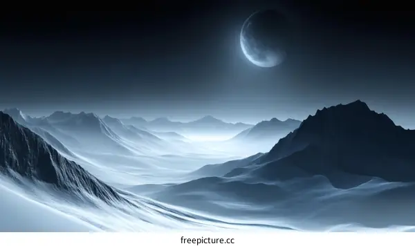 Frozen Alien Landscape at Night
