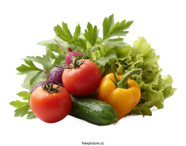 [Transparent Background PNG]Assortment of Fresh Vegetables and Herbs