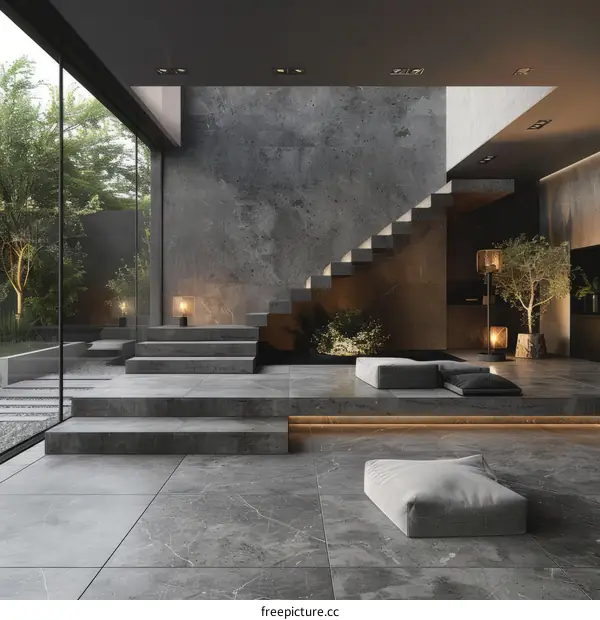 Modern minimalist home interior design with natural elements