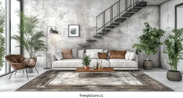 Modern Concrete Living Room Interior Design