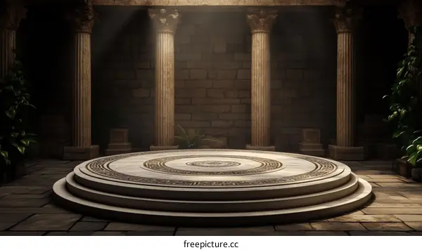 Ancient Roman Style Round Stone Platform