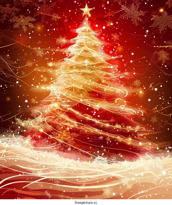 Beautiful Christmas Tree Decorated with Ornaments and Lights