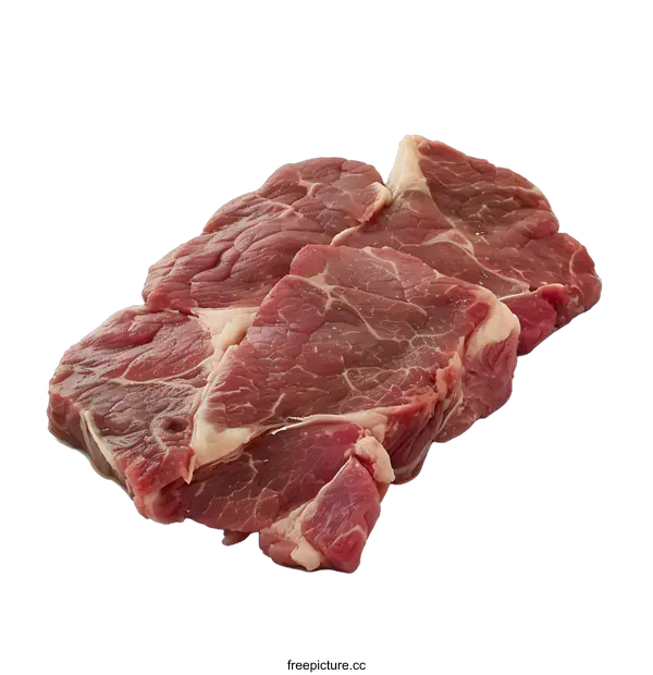 [Transparent Background PNG]Three Raw Beef Steaks Isolated On White Background