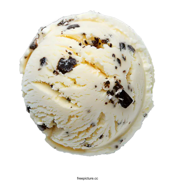 [Transparent Background PNG]A scoop of vanilla ice cream with chocolate chips