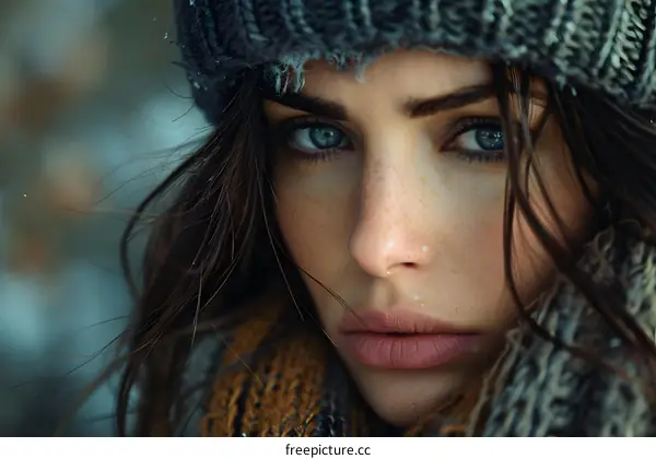 portrait of a beautiful young woman with blue eyes