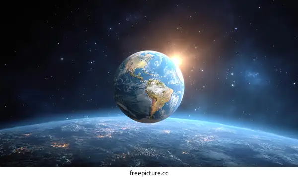 Earth from Space with Sunrise