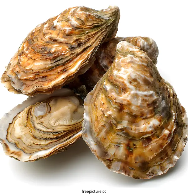 Fresh Oysters on White Background