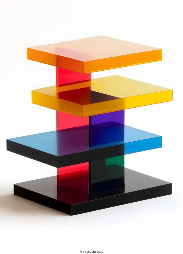 Colorful Acrylic Stacked Shelves Modern Interior Design