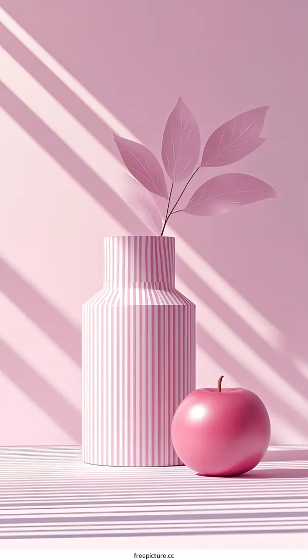 Elegant Pink Vase and Apple Still Life
