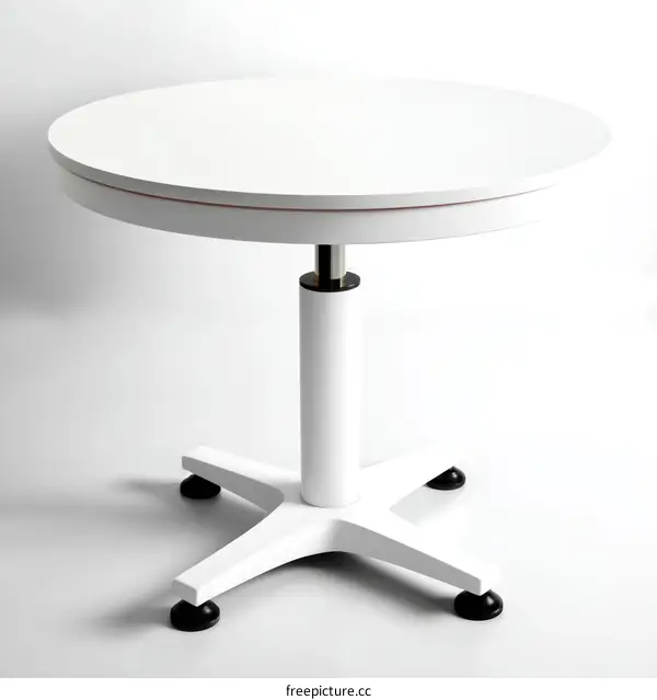 Modern White Round Table with Adjustable Height