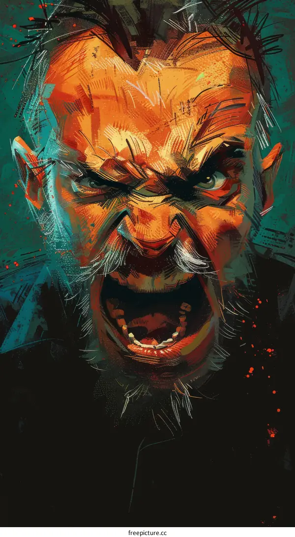 digital painting of a man screaming