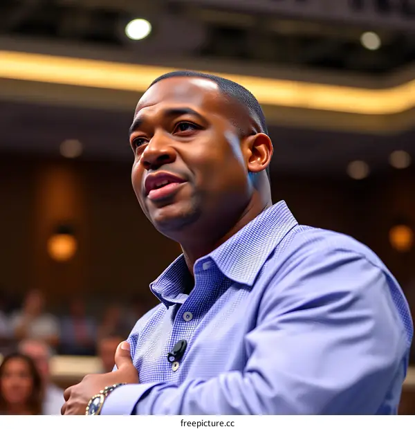 African American Man Speaking at a Conference