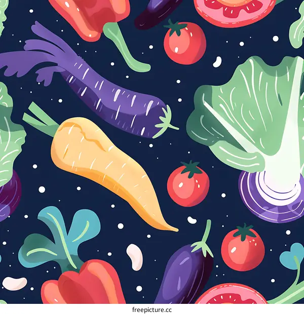 Colorful Vegetable Seamless Pattern Illustration