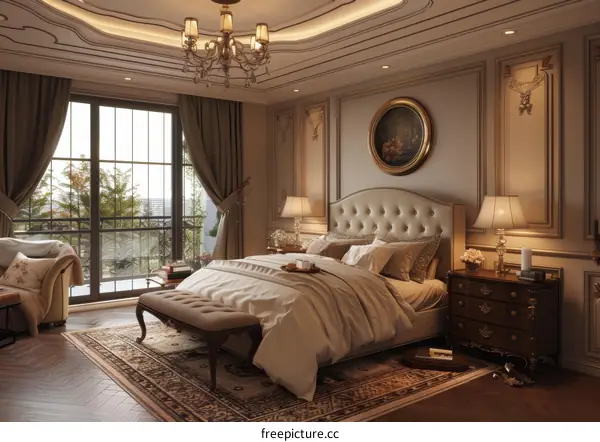 Luxurious Classic Bedroom Interior Design Illustration