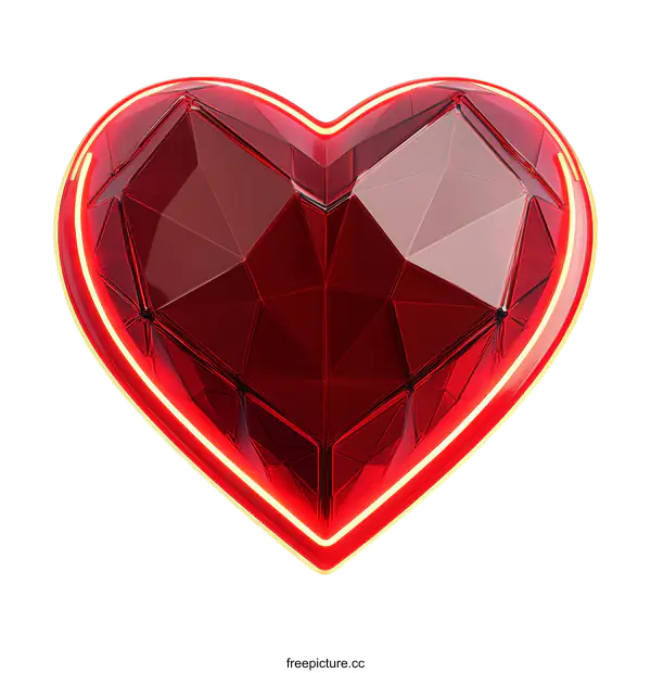 [Transparent Background PNG]Red Gemstone Heart Shape Illustration