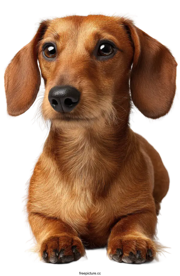 [Transparent Background PNG]Adorable Dachshund Lying Down on White Background