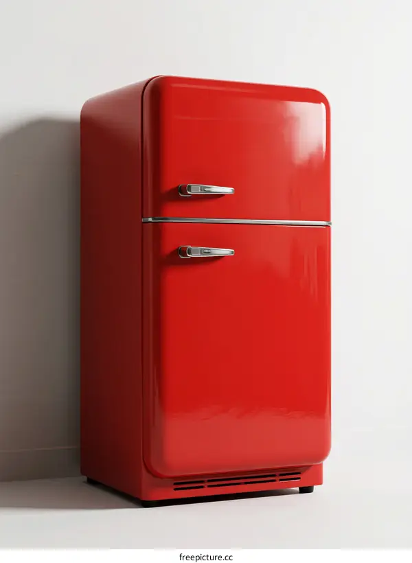 Vintage Red Double Door Refrigerator with Classic Design