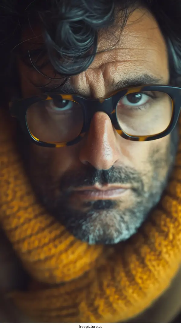 Portrait of a man with glasses and a yellow scarf