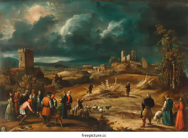 Landscape Painting with Figures and Ruins