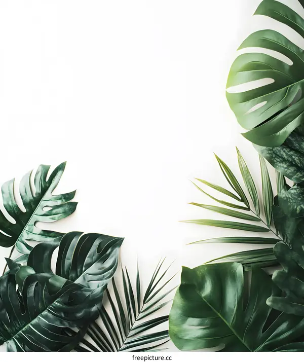 Tropical Leaves on White Background