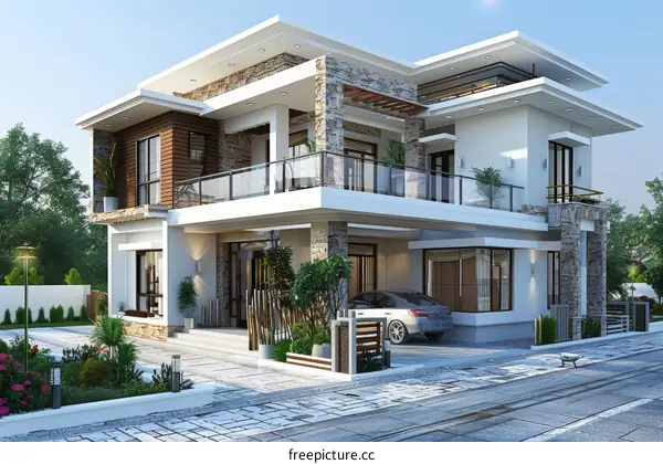 Modern House Exterior Design Illustration