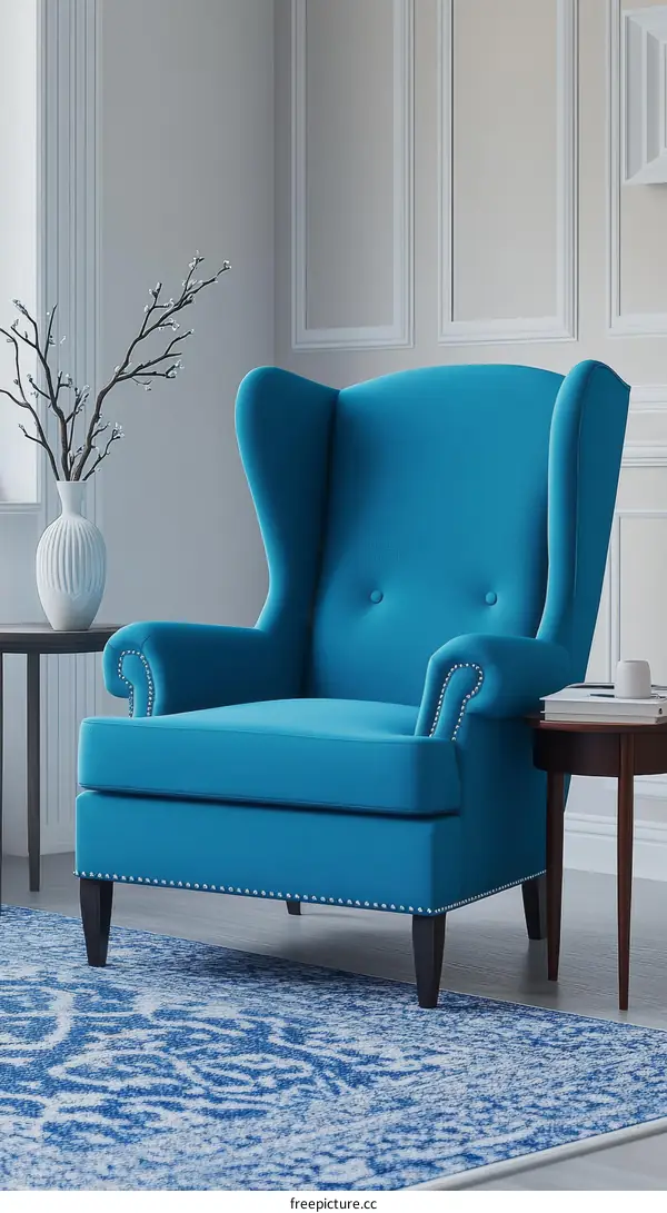 Modern Teal Wingback Chair in a Cozy Living Room