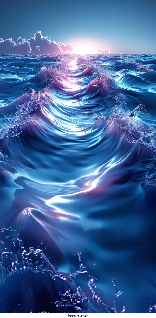 Deep Blue Ocean Waves Crashing