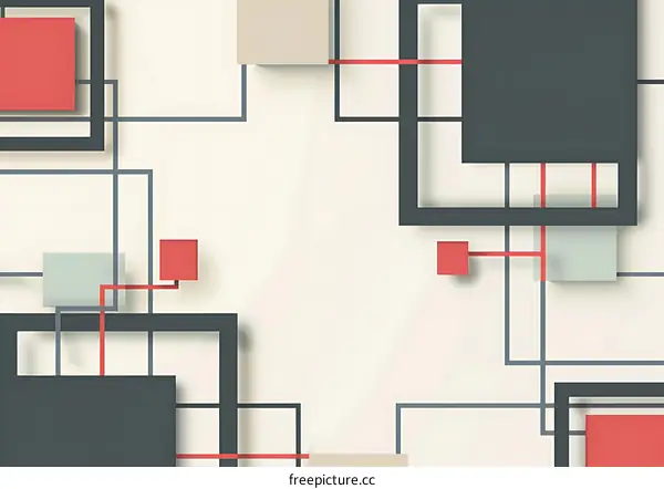 Abstract Geometric Shapes in Red Black Grey And Beige