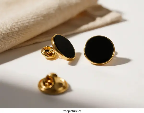 Elegant Gold and Black Round Cufflinks for Formal Events