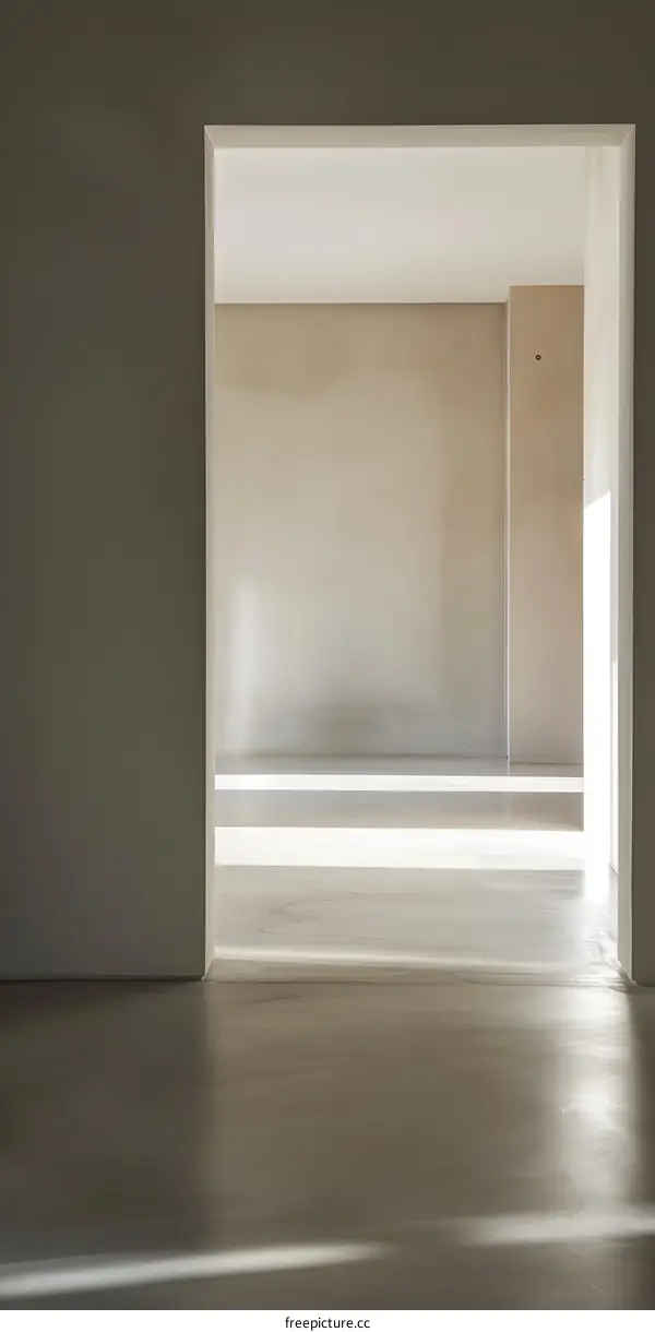 Minimalist Interior Design With Sunlight Through A Doorway