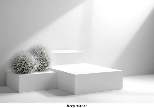 White Minimalist Product Display with Plants