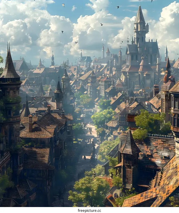 A street in a western fantasy style